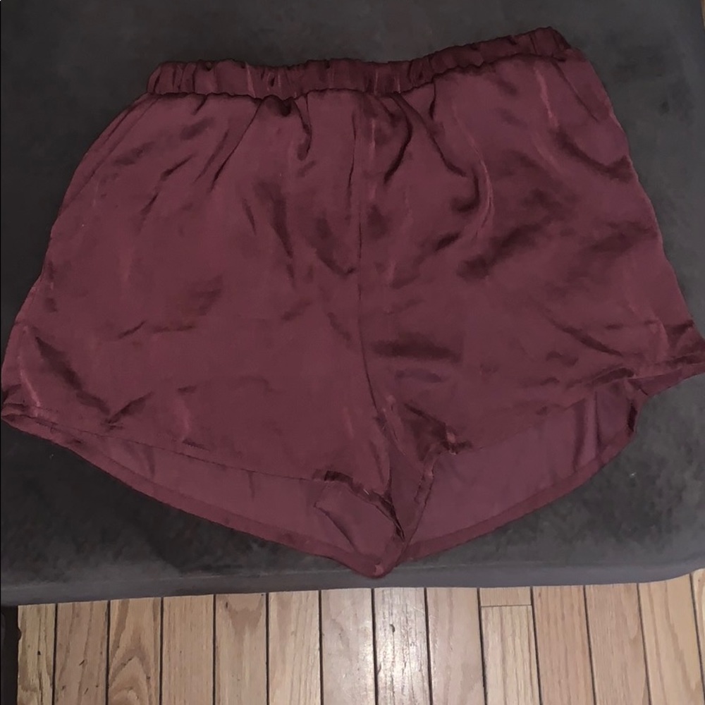Maroon satin shorts!